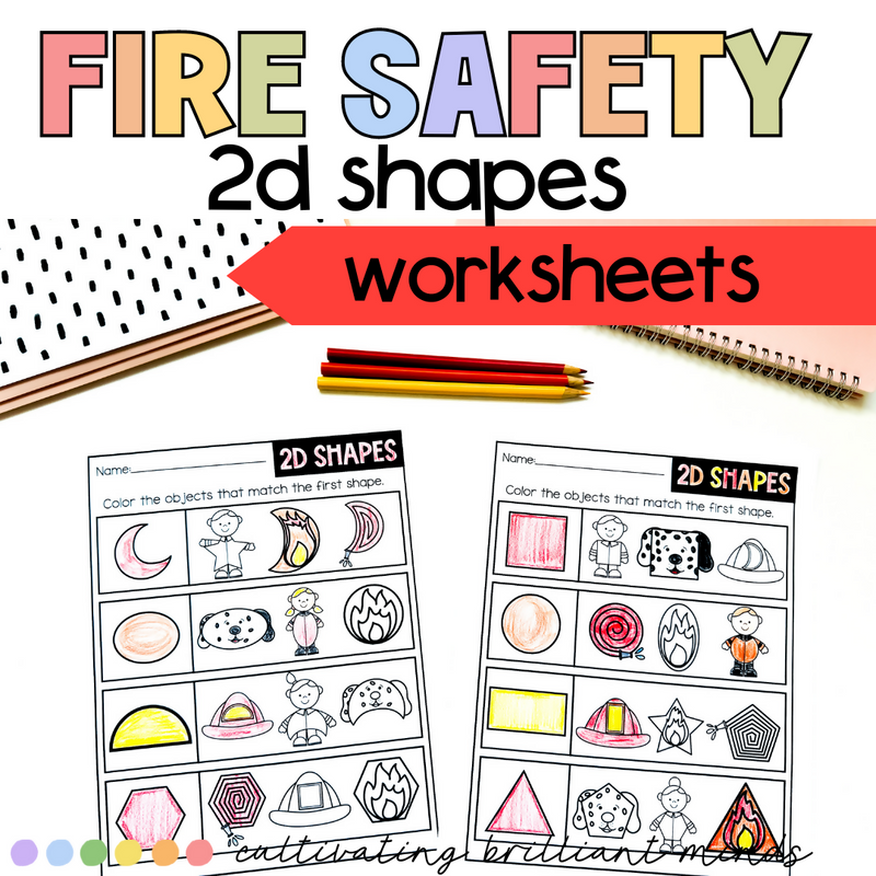 Fire Safety 2D Shape Worksheets | 2D Shapes | October