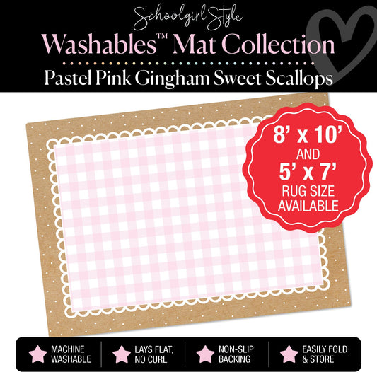 Pastel Pink Sweet Scallops Classroom Mat by Schoolgirl Style