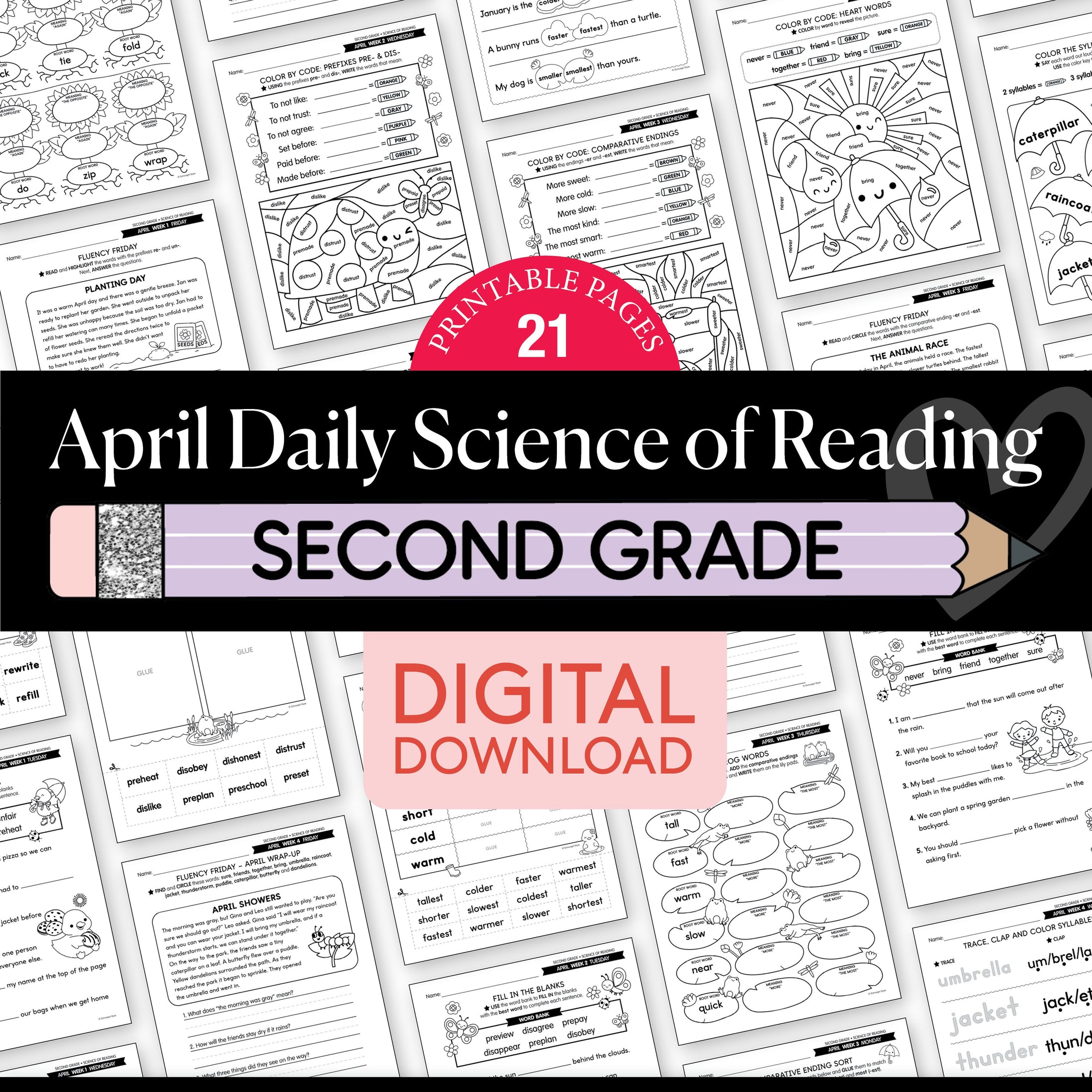 Printable Second Grade April Daily Science of Reading