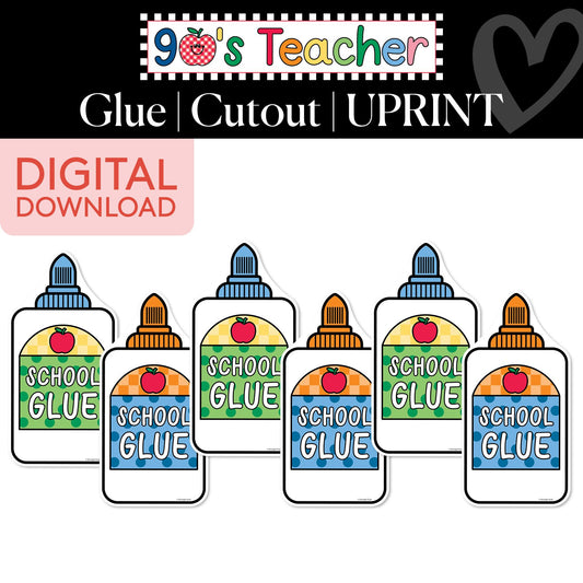 Printable Retro Glue Bottle Cutouts | 90s Teacher