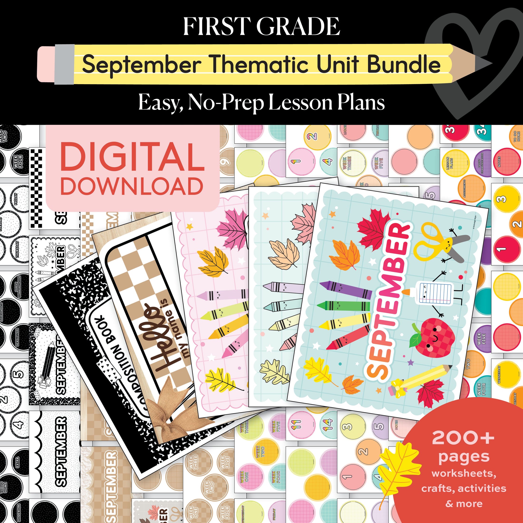 First Grade September Thematic Unit Bundle