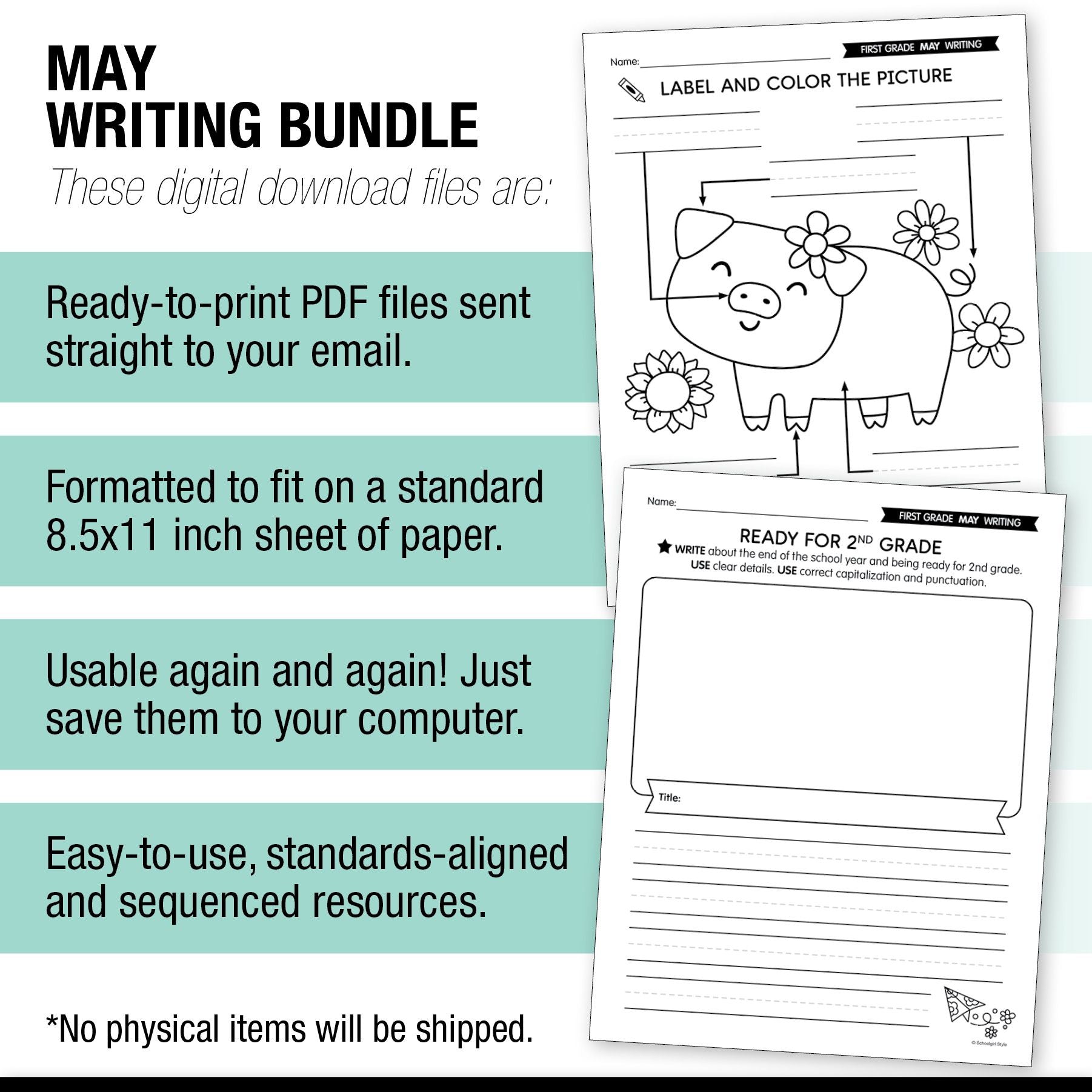 Printable First Grade May Writing Bundle
