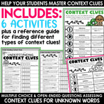 Context Clues Worksheets Activities Passages Determining Meaning of Unknown Word