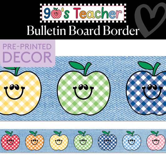 Straight Jean Apple Retro Bulletin Board Border | 90s Teacher