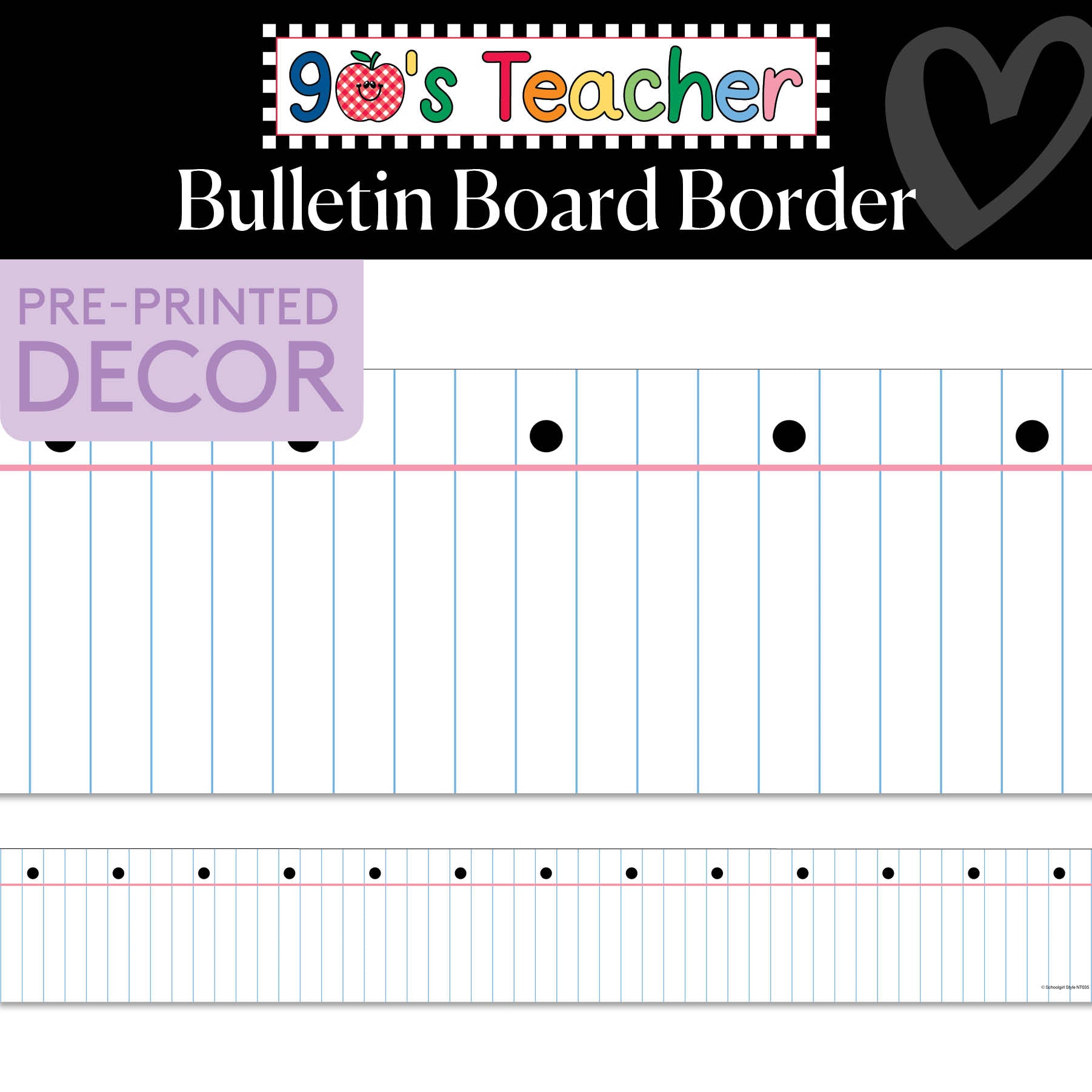 90's Notebook Retro Bulletin Board Border | 90s Teacher