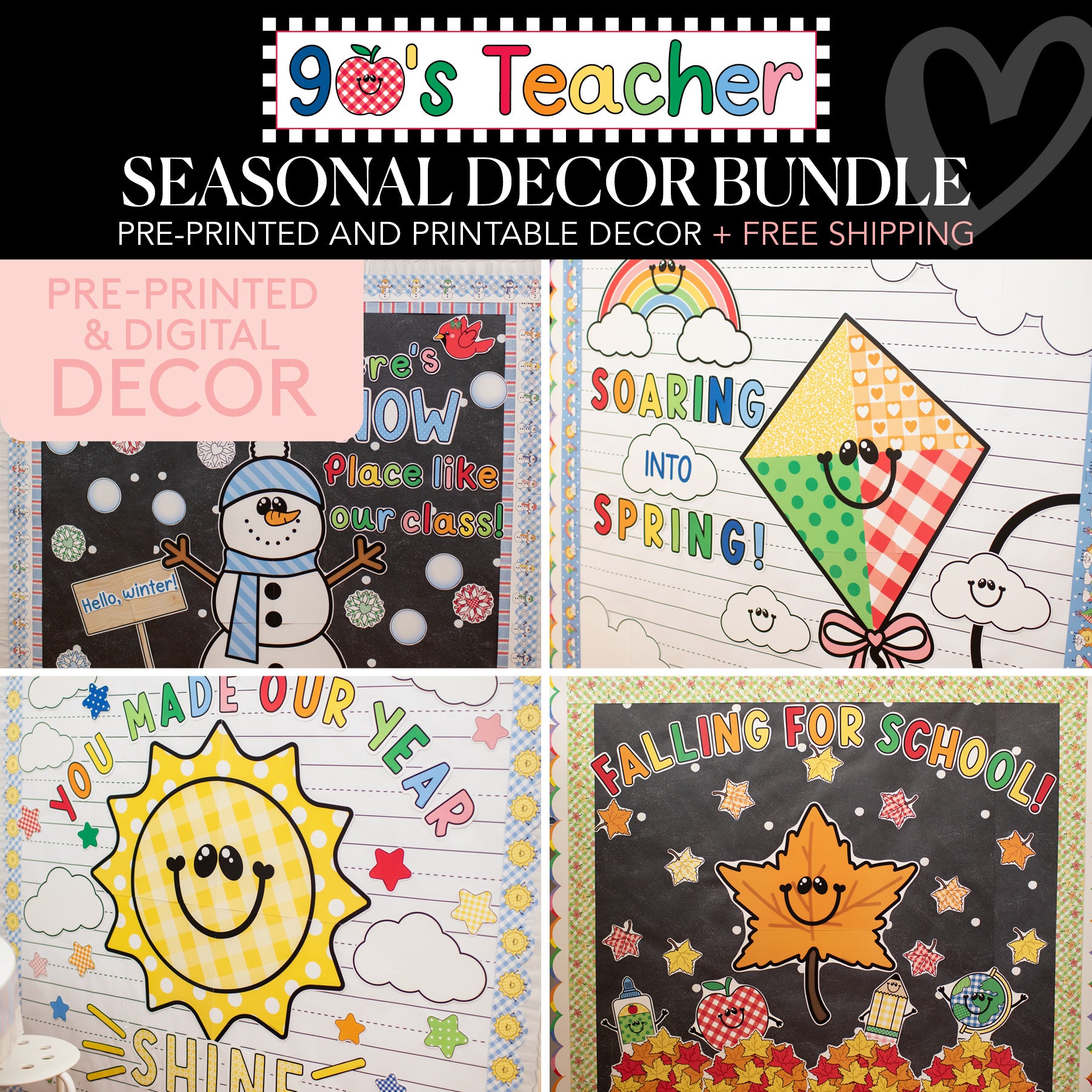 90s Teacher Seasonal Classroom Decor Bundle
