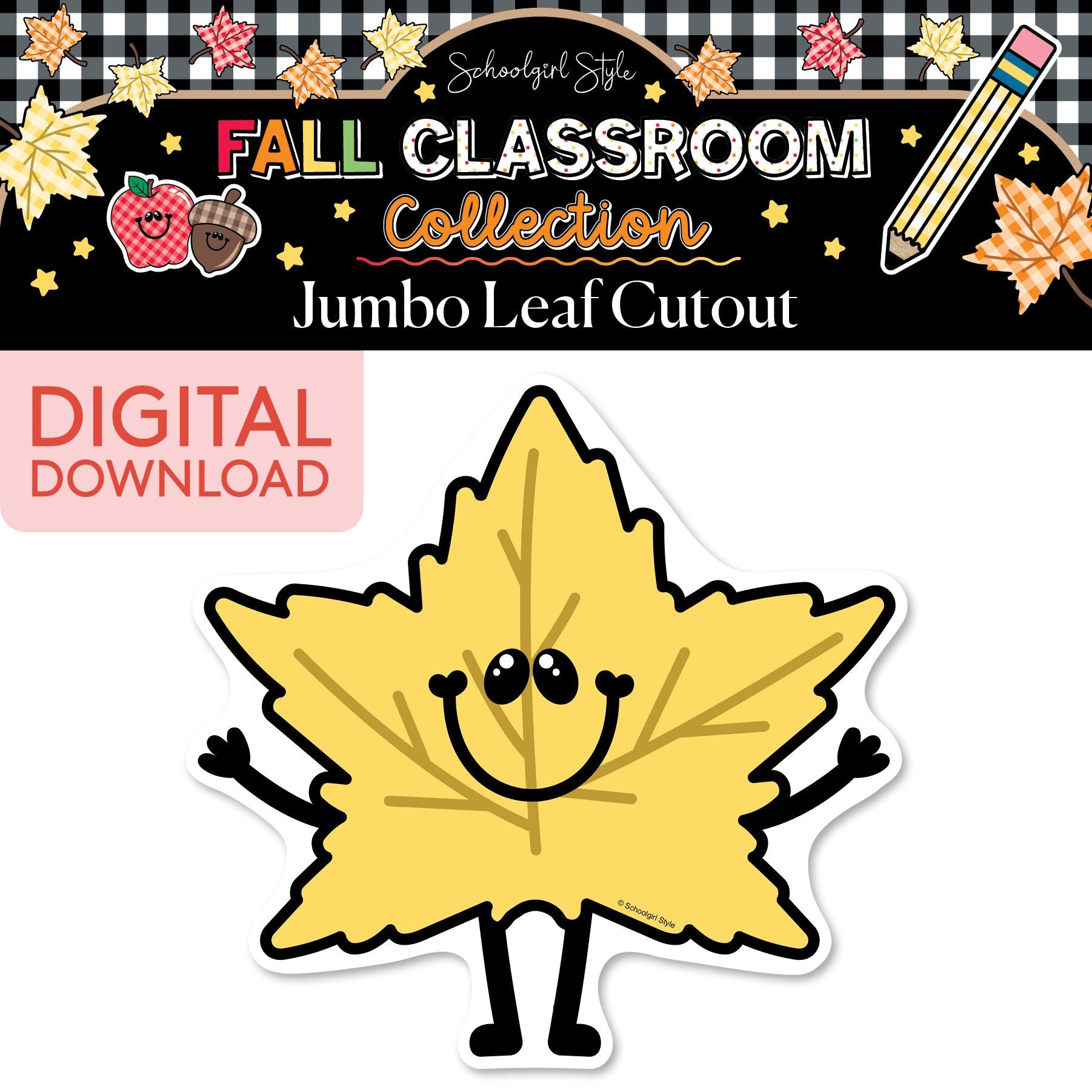 Printable Fall Leaf Jumbo Cutouts | 90s Teacher