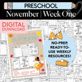 Load image into Gallery viewer, Printable Preschool November Week 1 Resources
