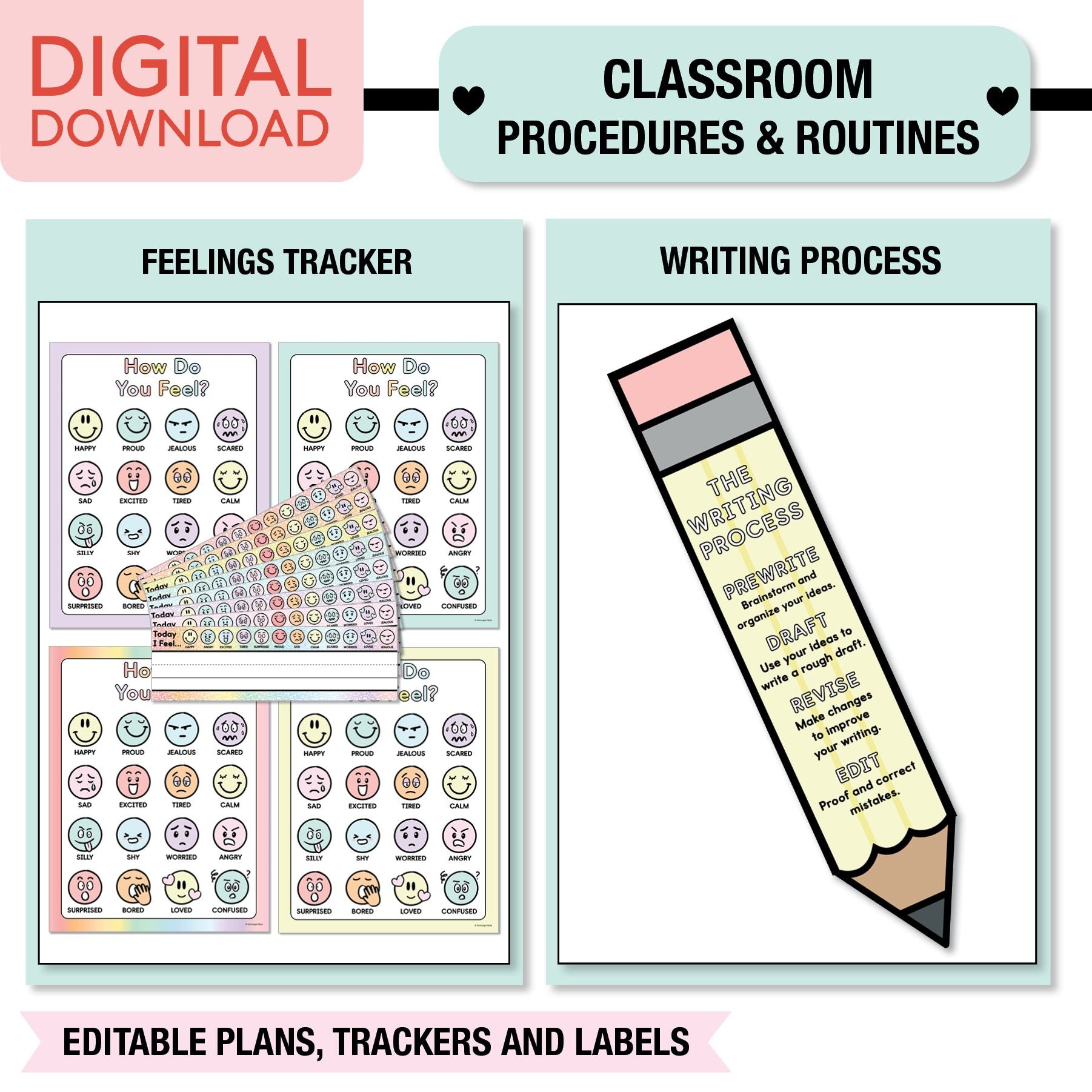 Pastel Full Printable Classroom Management Bundle