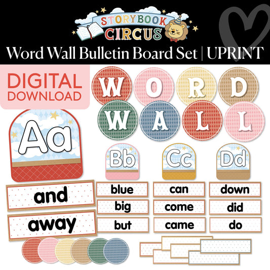 Printable Vintage Word Wall Bulletin Board Set | Storybook Circus