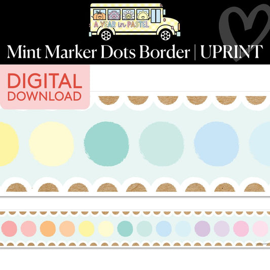 Printable Mint Marker Dots Border | A Year In Pastel