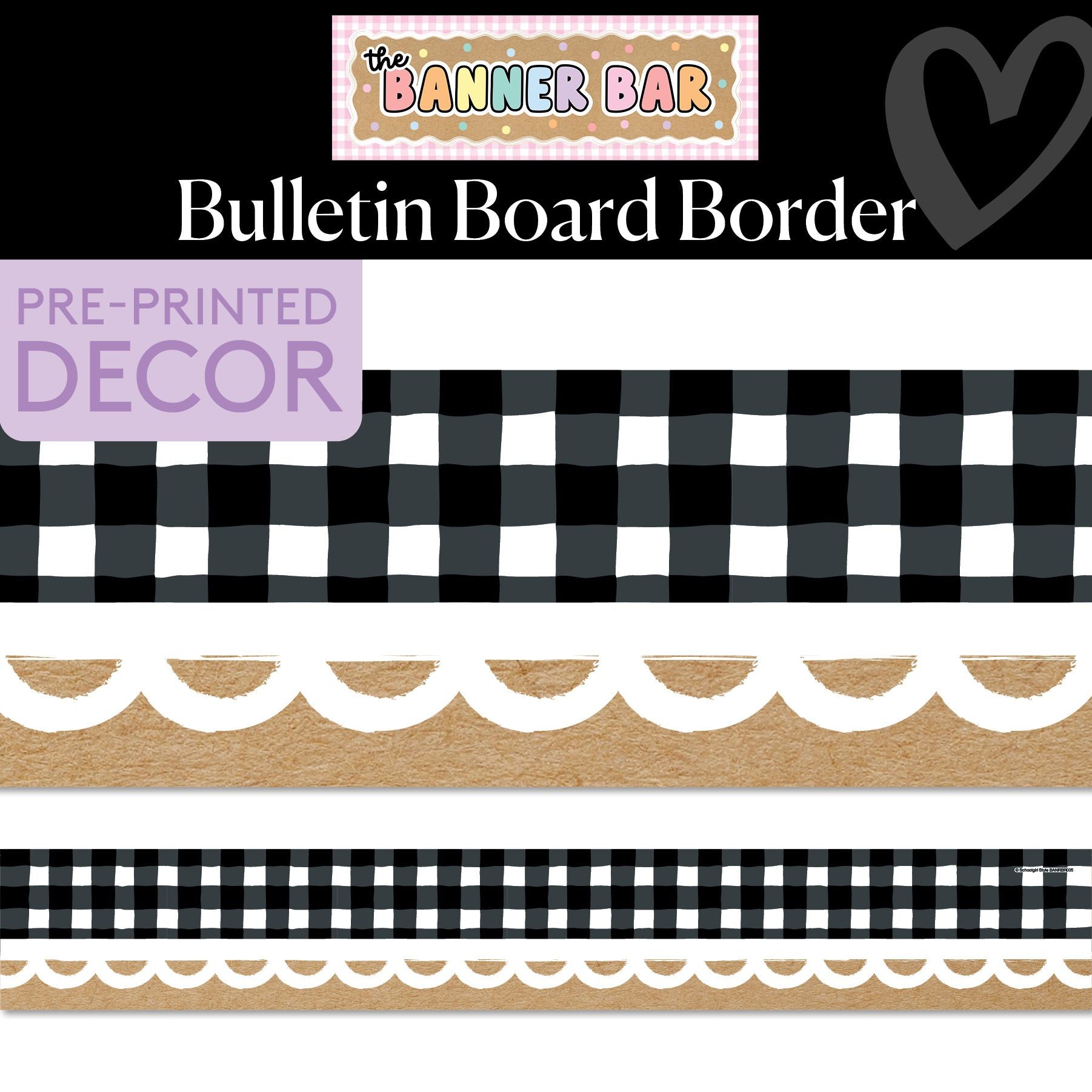 Signature Gingham Bulletin Board Border | Banner Bar