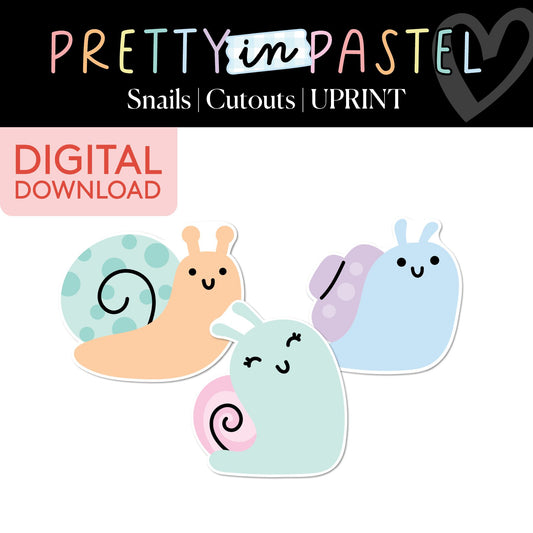 Printable Pastel Snails Bulletin Board Cutout | Pretty in Pastel
