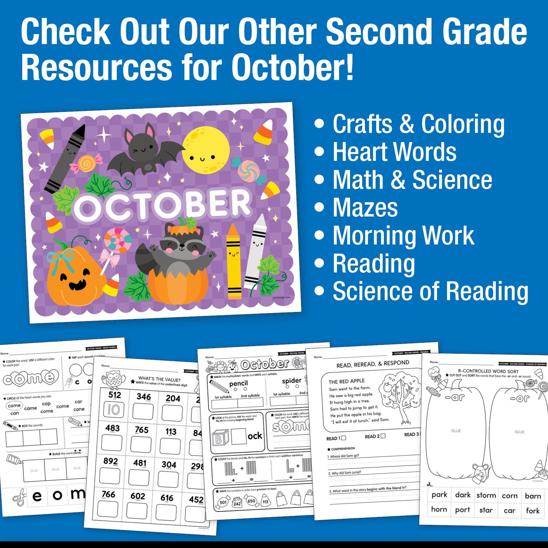 Printable Second Grade October Writing Bundle