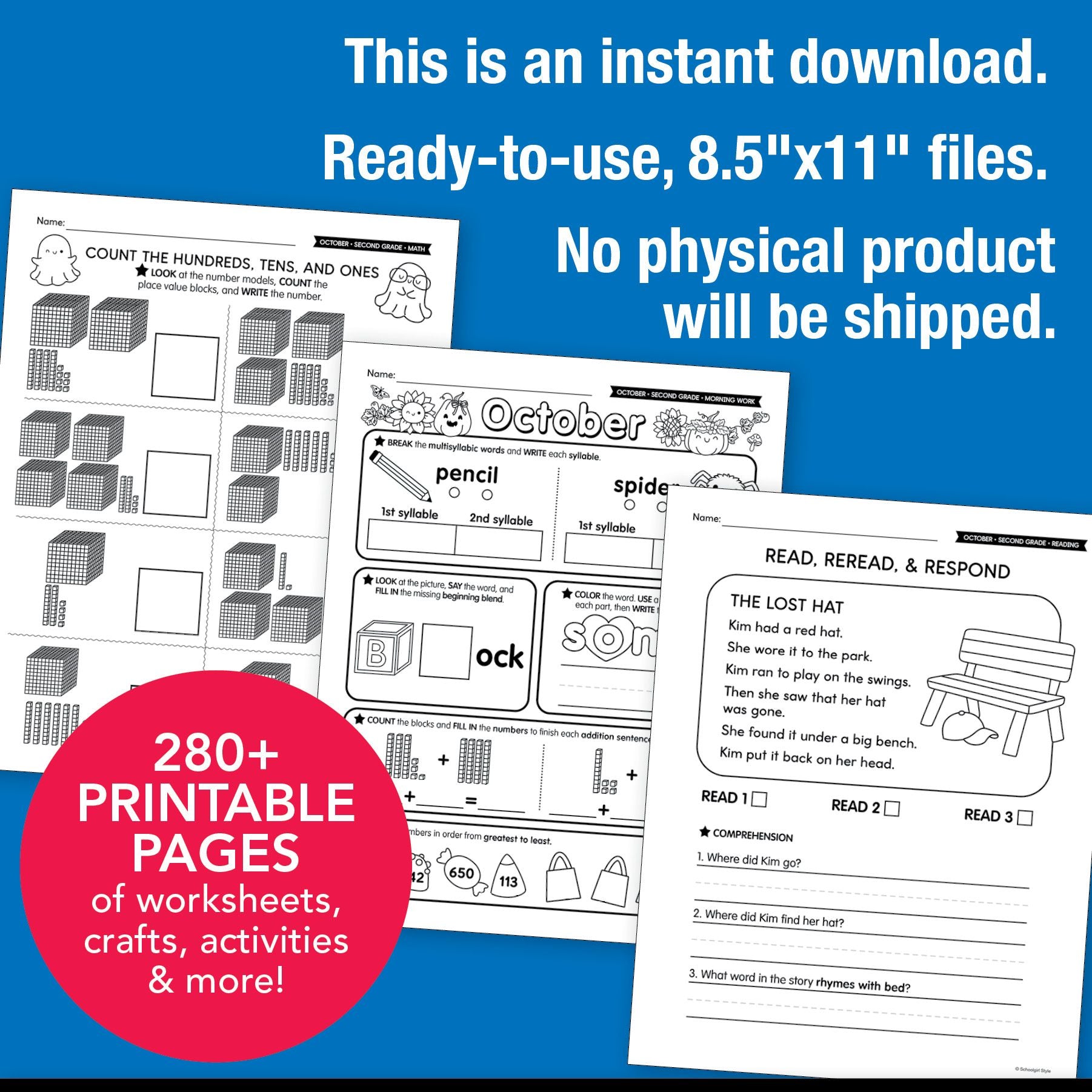 Printable Second Grade October Thematic Unit Bundle