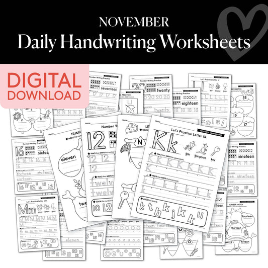 Printable November Daily Handwriting