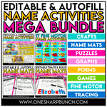 Name Activities and Crafts Mega Bundle Editable Name Tracing Practice & Writing