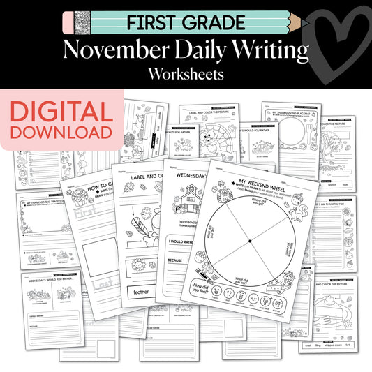 Printable First Grade November Daily Writing