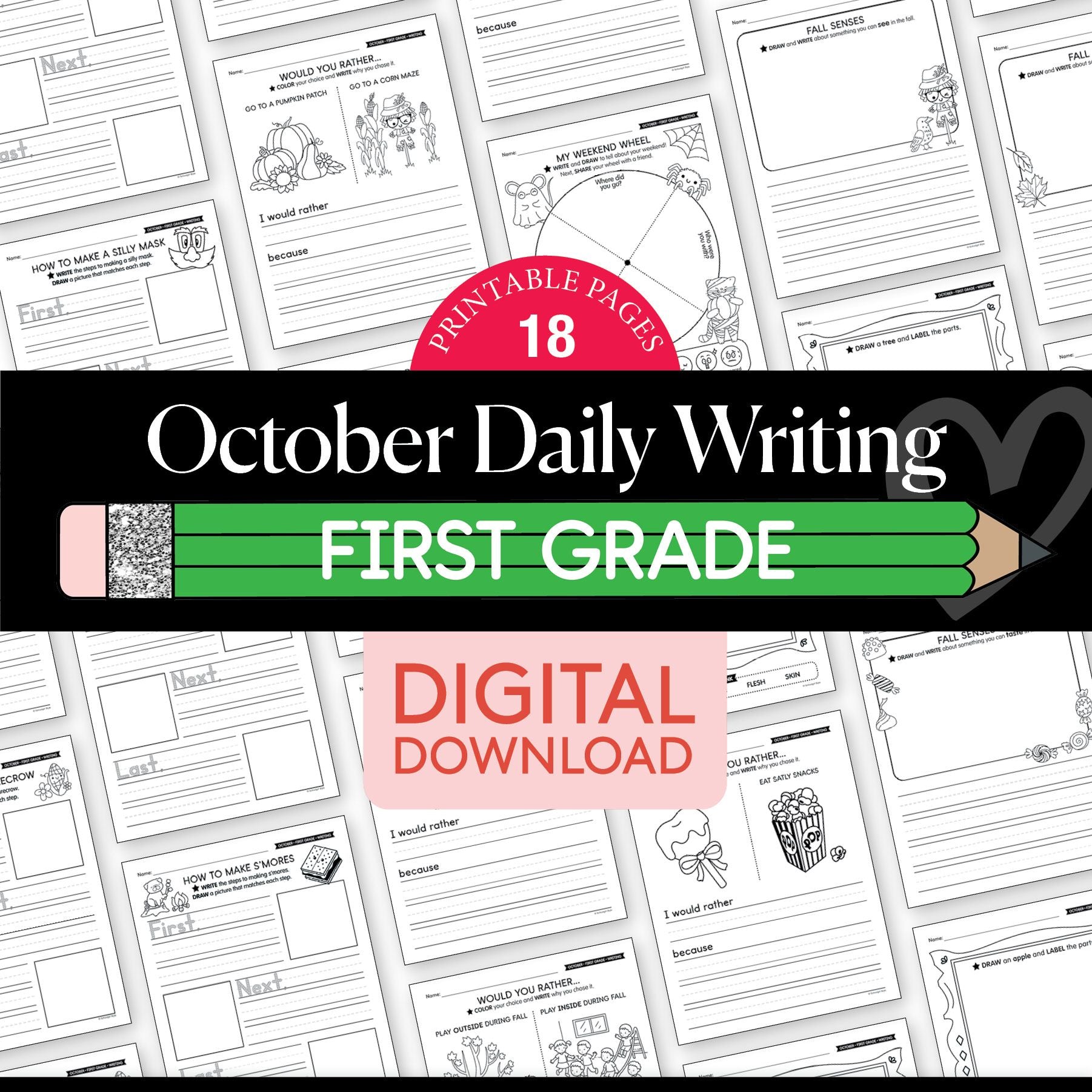 Printable First Grade October Daily Writing