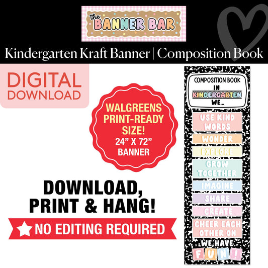 Kindergarten Shapes Composition Notebook Walgreens Ready Kraft Style Vertical Banner