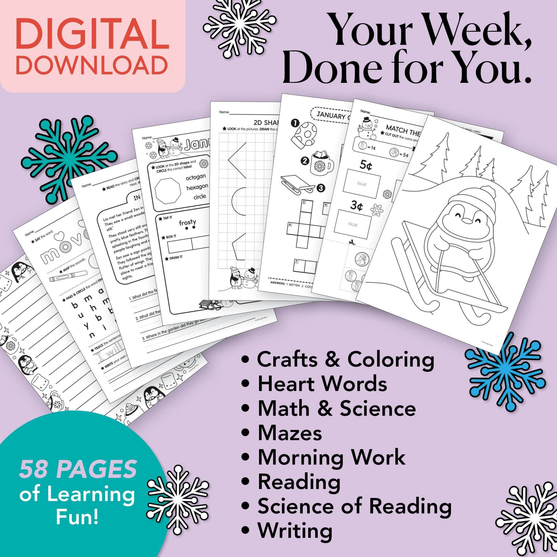 Printable Second Grade January Week 4 Resources