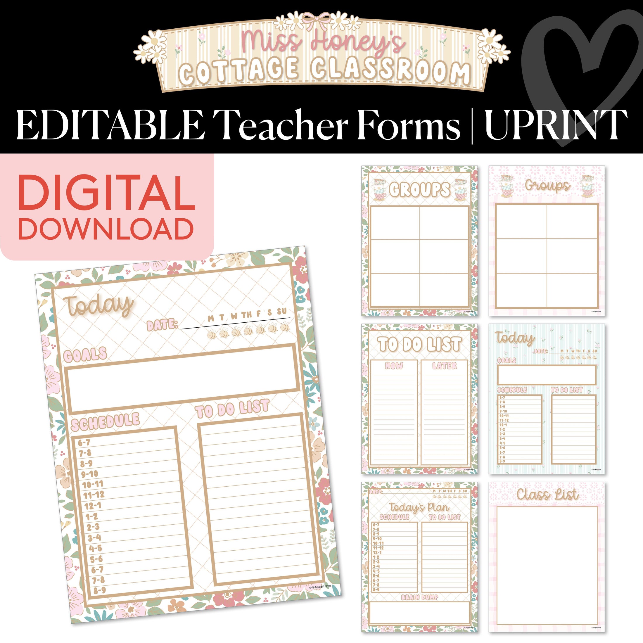 Printable Editable Teacher Forms | Miss Honey's Cottage Classroom