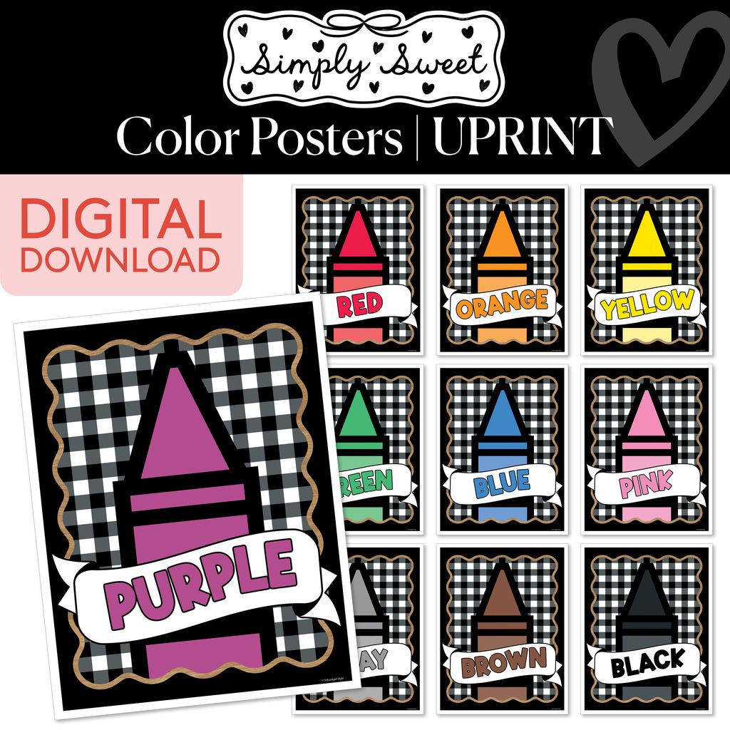 Printable Classic Black and White Color Posters | Simply Sweet