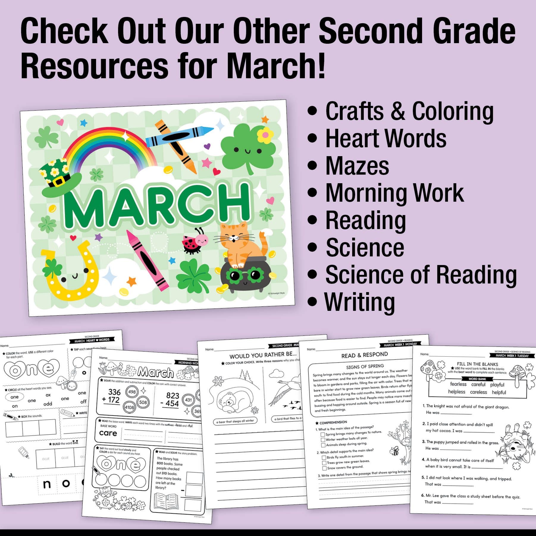 Printable Second Grade March Daily Math