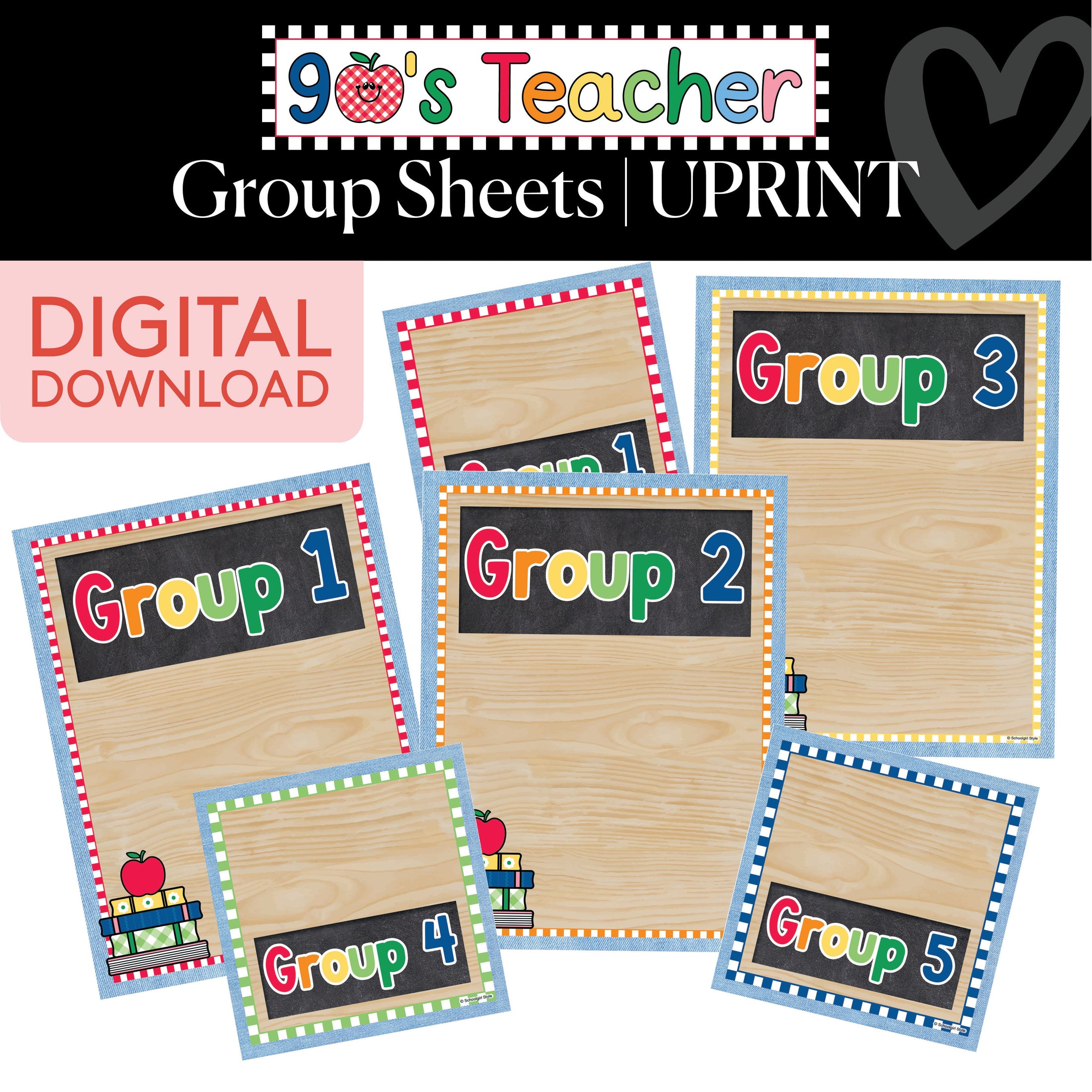 Printable Retro Editable Group Organizer Set | 90s Teacher