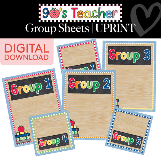 Printable Retro Editable Group Organizer Set | 90s Teacher