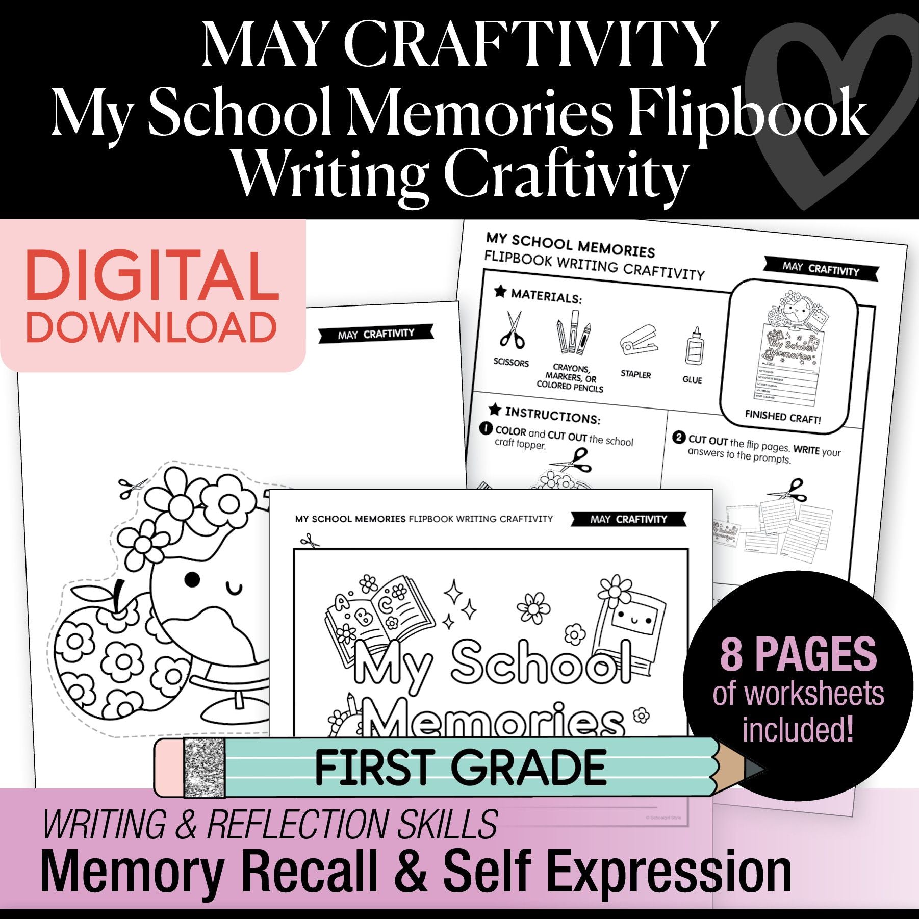 Printable May My School Memories Flipbook Writing Craftivity