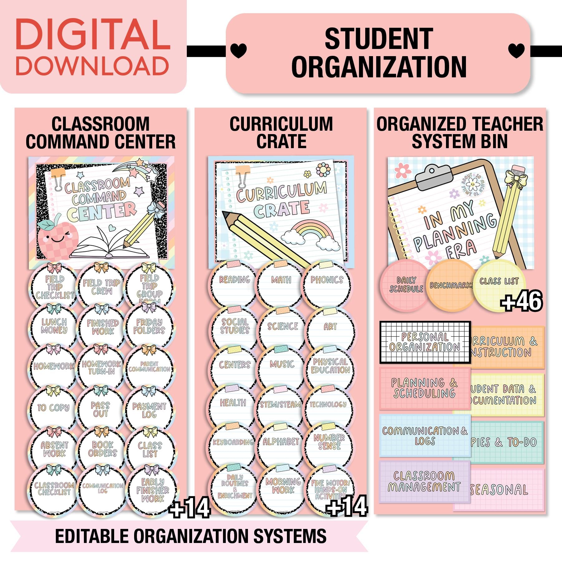 Pastel Full Printable Classroom Management Bundle
