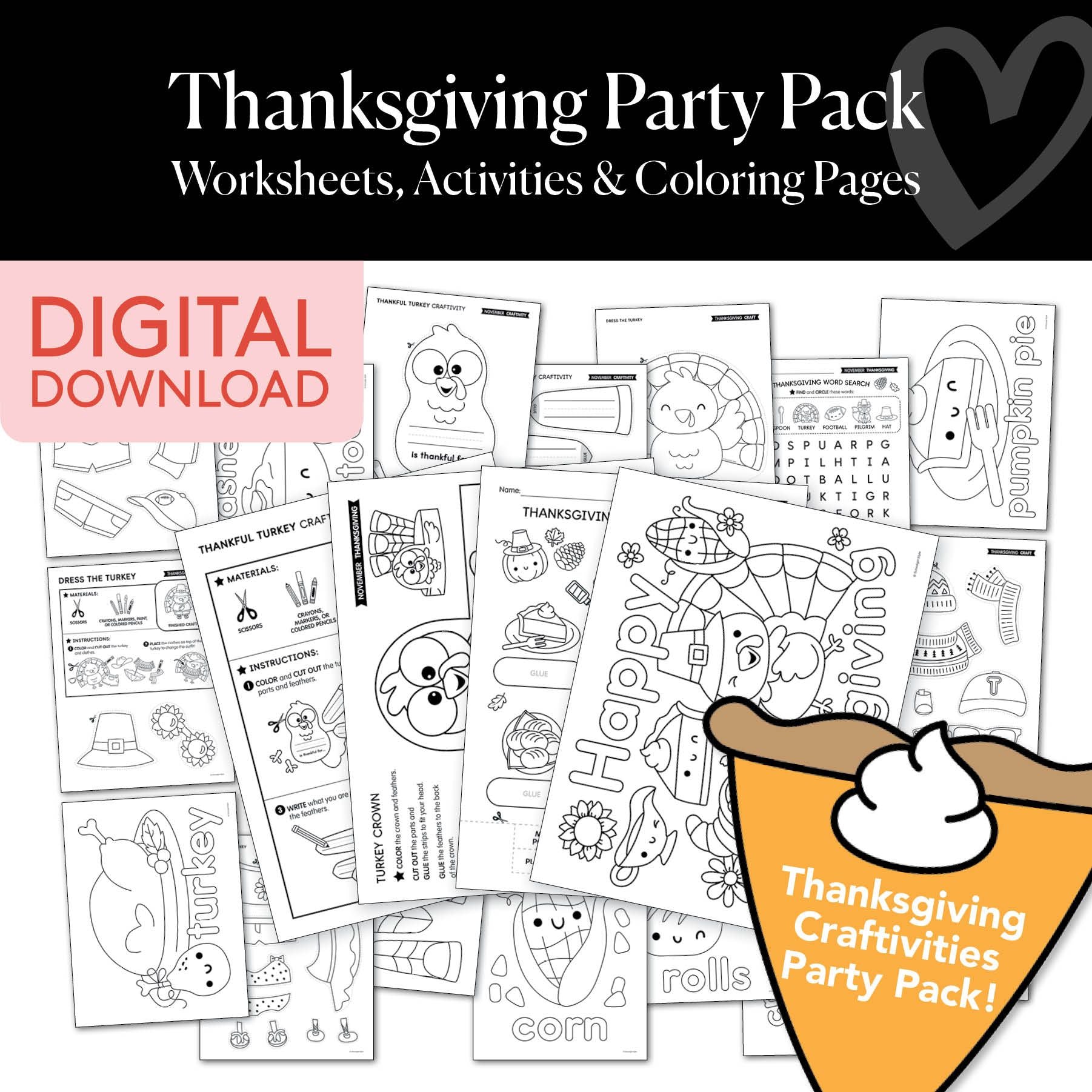 Printable November Thanksgiving Coloring Pages, Activities, and Crafts