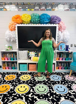 Composition notebook rug with pastel smiley sit spots