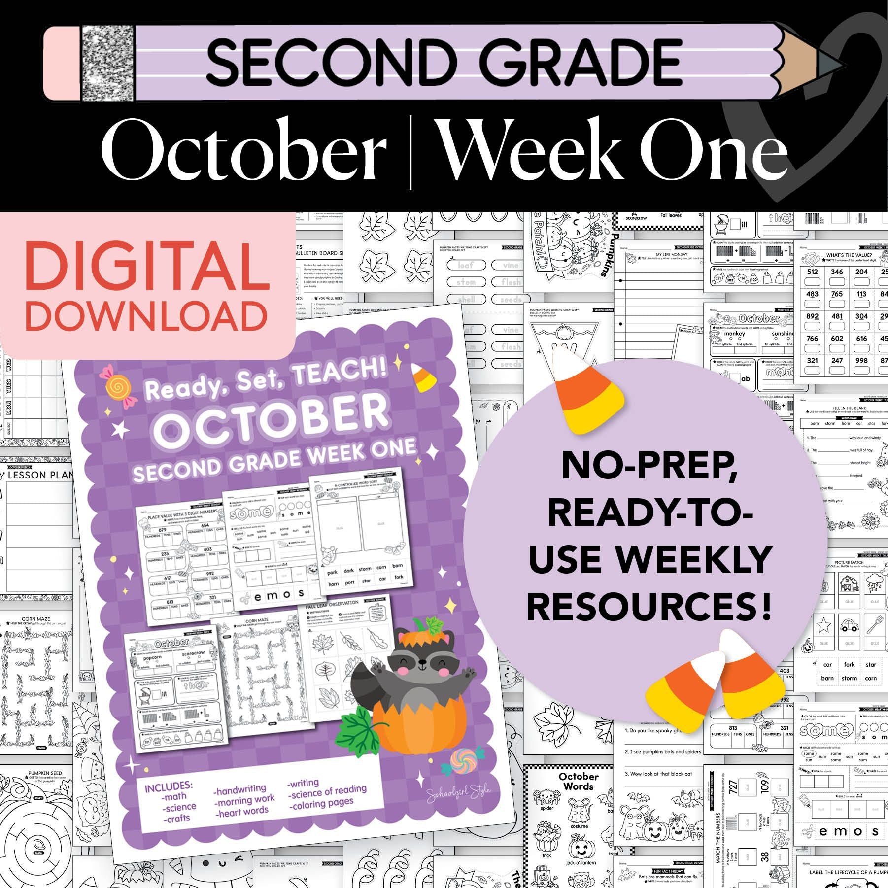 Printable Second Grade October Week 1 Resources