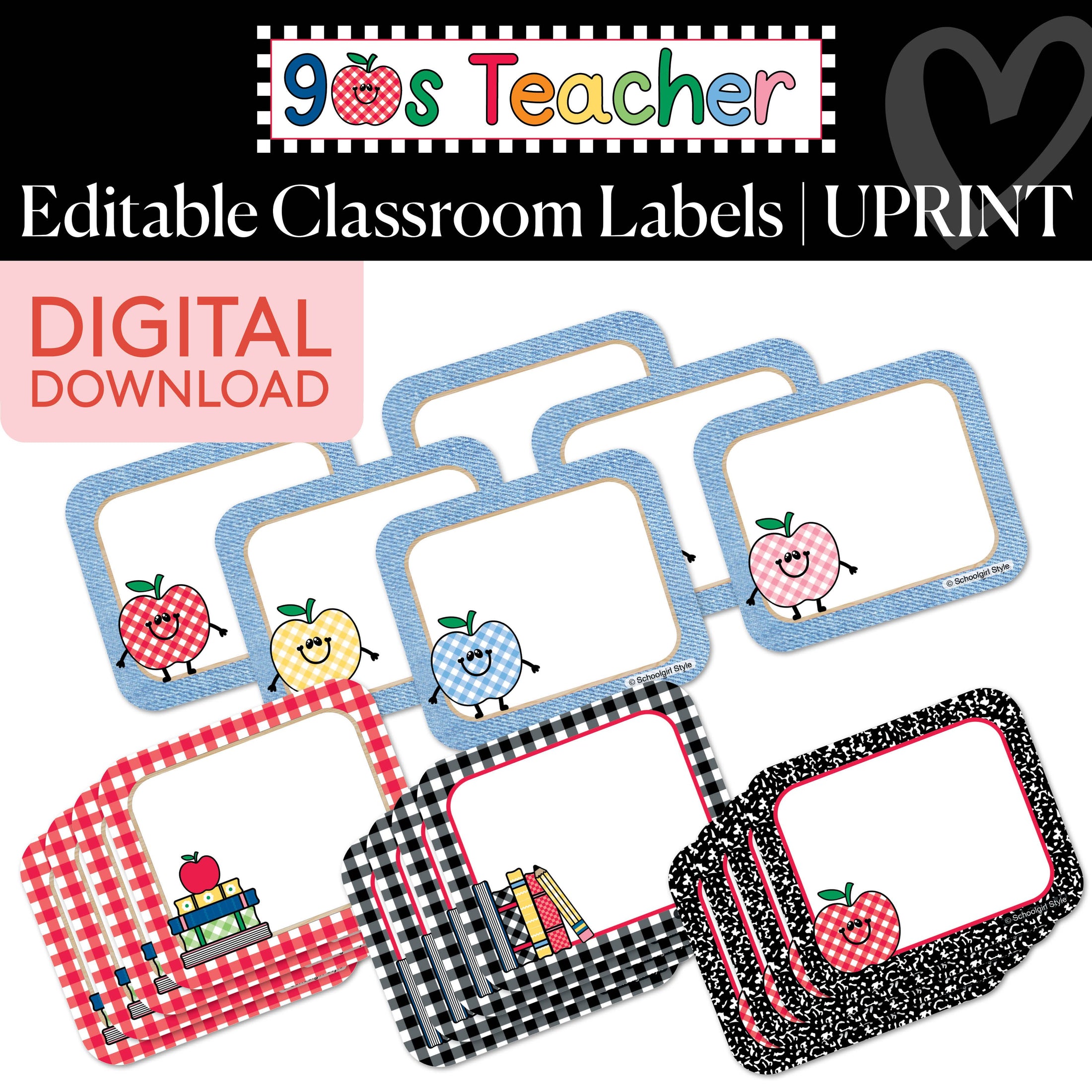 Printable Retro Editable Classroom Labels | 90s Teacher