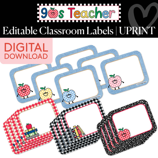 Printable Retro Editable Classroom Labels | 90s Teacher