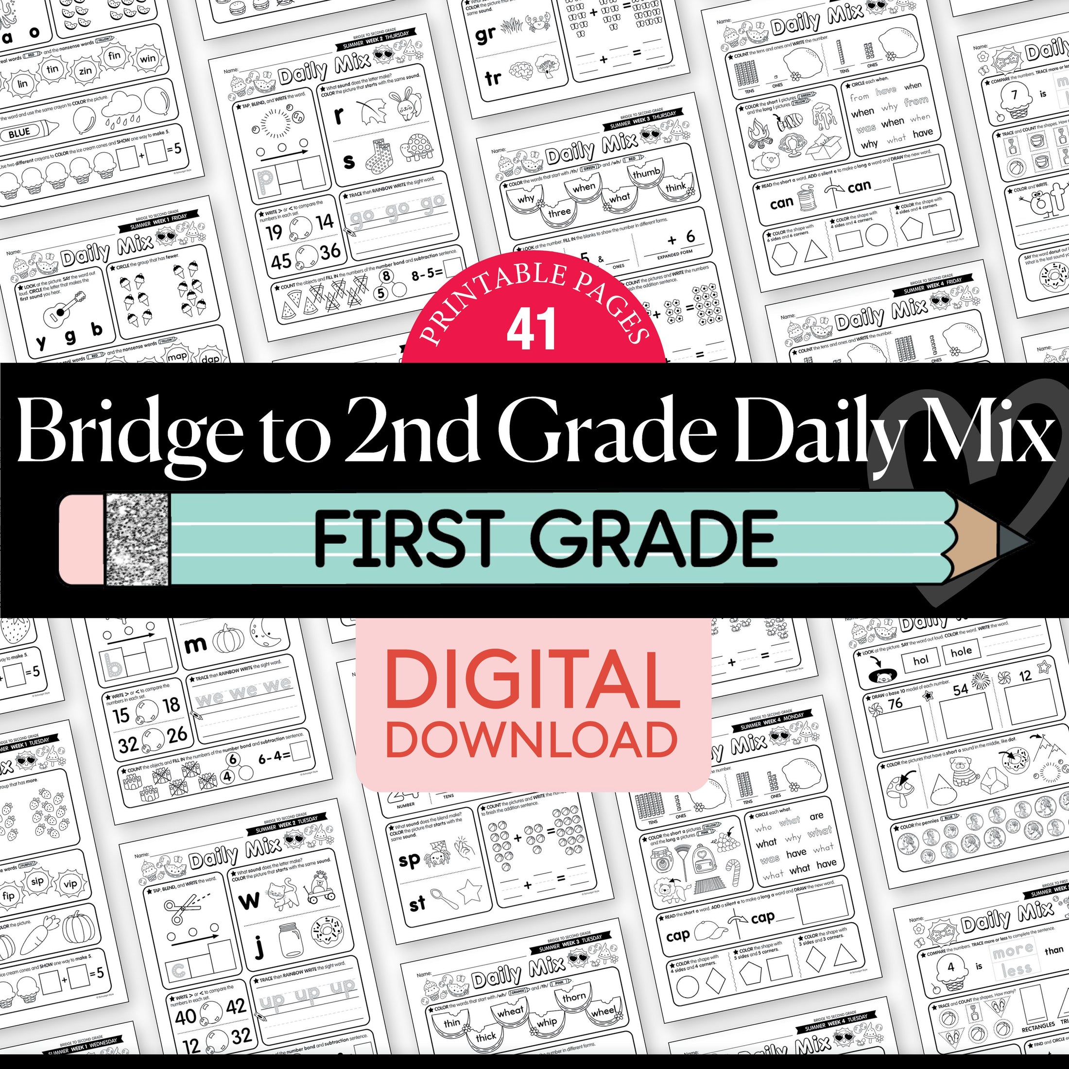 Printable Bridge To Second Grade Daily Mix Digital Summer Workbook