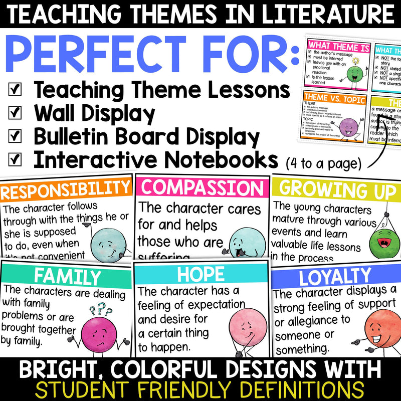 Themes in Literature Teaching Theme Posters Finding Themes and Topics