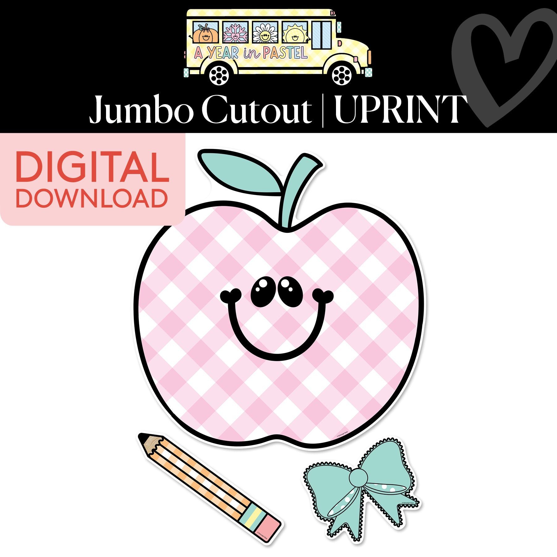 Printable Apple Jumbo Cutout | A Year In Pastel