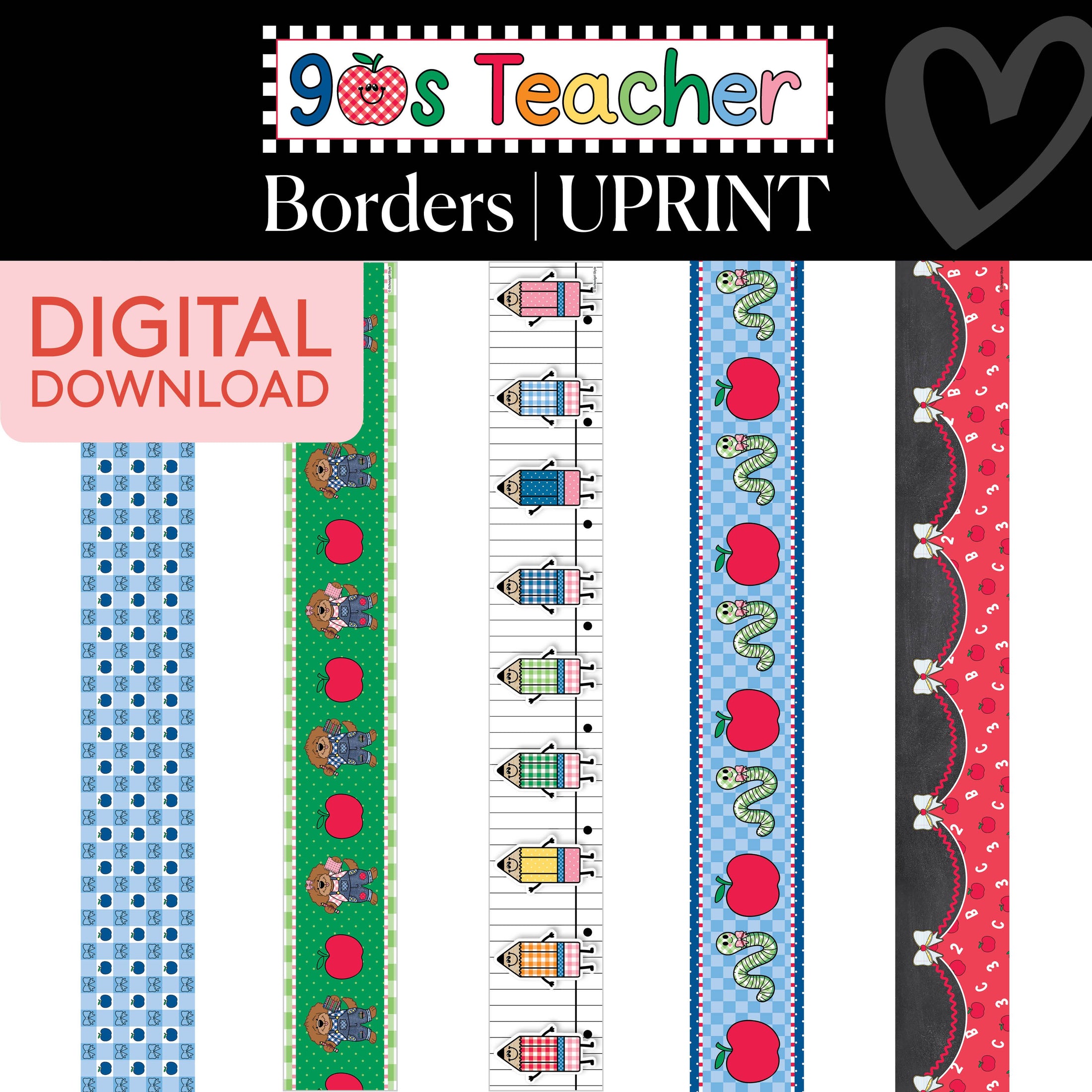 Printable Border Vault: Vol. 9 | 90s Teacher