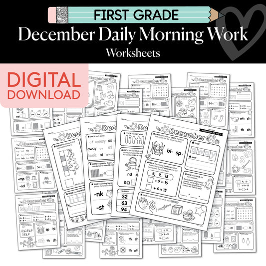 Printable First Grade December Daily Morning Work