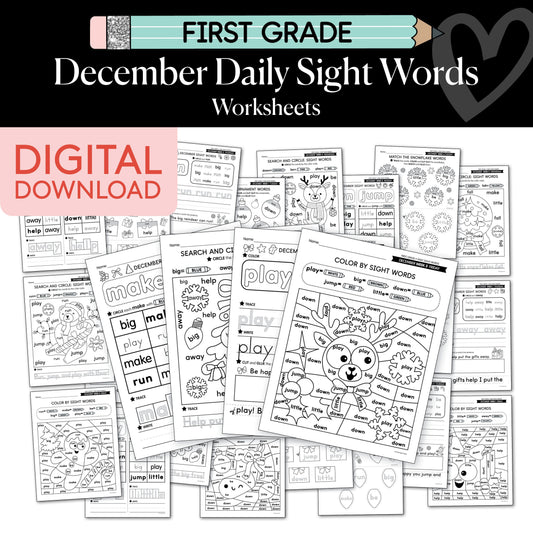 Printable First Grade December Daily Sight Words