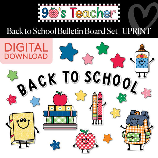 Printable Retro Back to School Bulletin Board Set | 90s Teacher