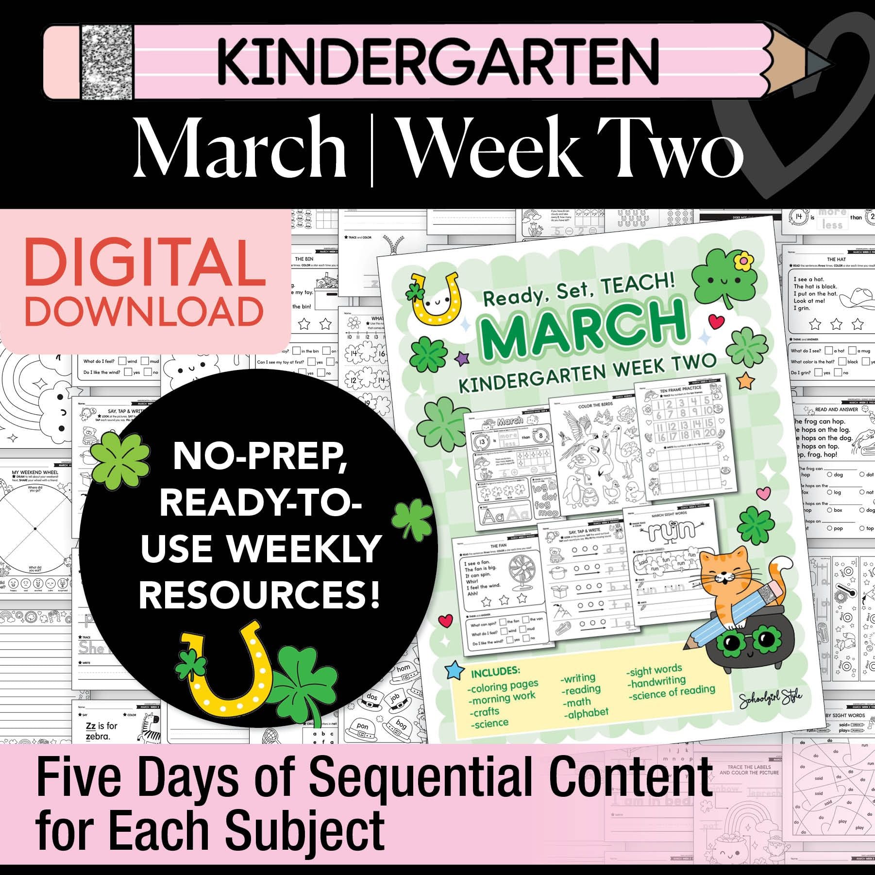 Printable Kindergarten March Week 2 Resources
