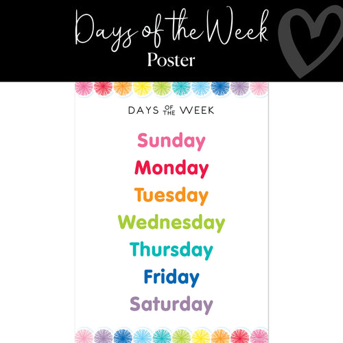 days of the week rainbow classroom poster