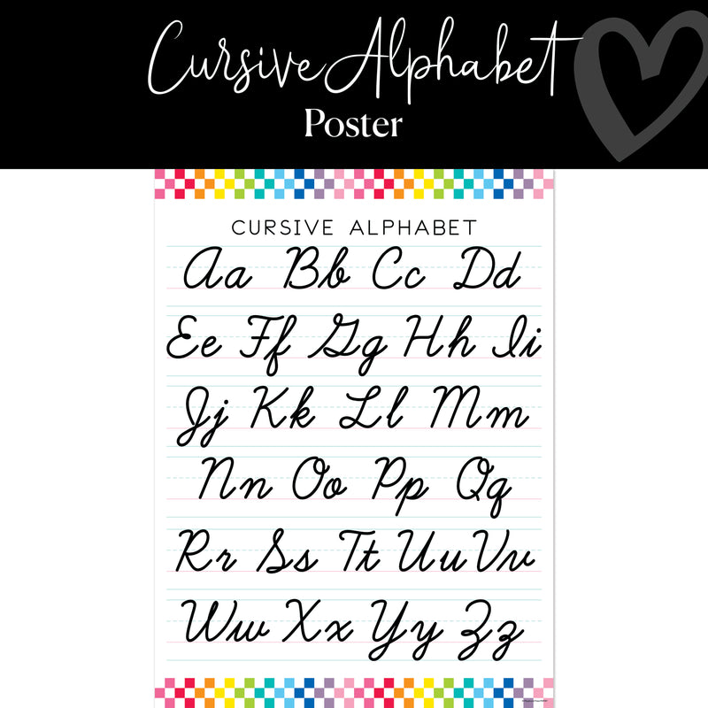cursive alphabet rainbow classroom poster
