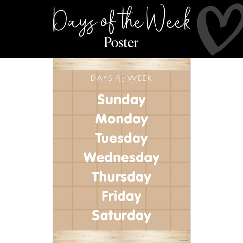 Days of the week neutral classroom poster