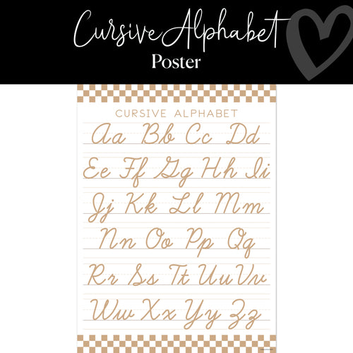 cursive alphabet neutral classroom poster