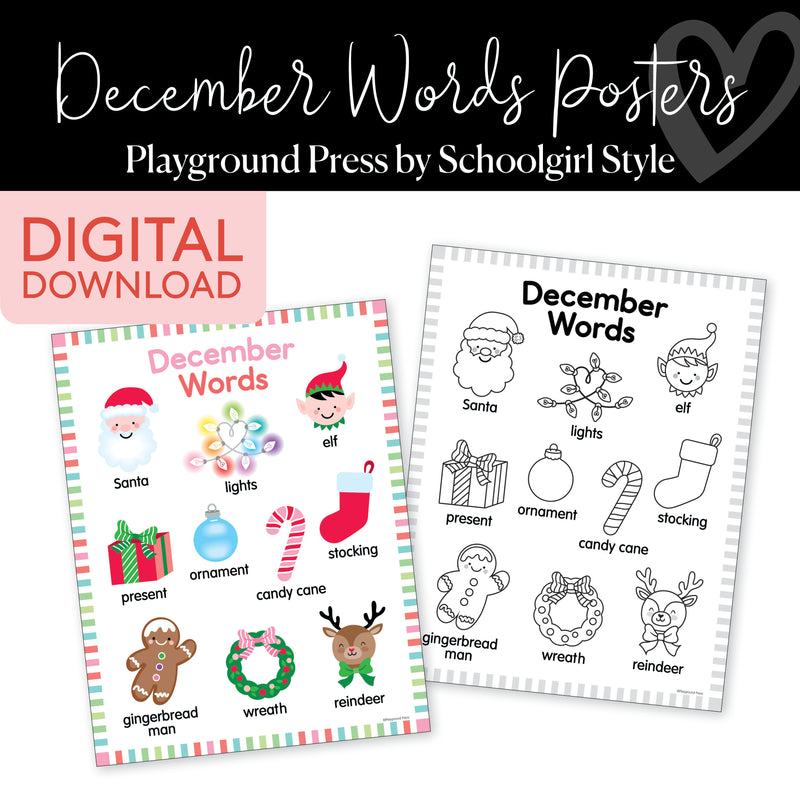 December Words Poster | Playground Press by Schoolgirl Style